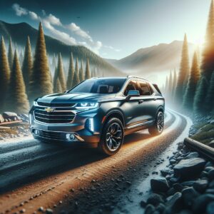 "High-resolution, photorealistic image of latest Chevy SUV models lined up against a clean, uncluttered background, showcasing vibrant colors and high-quality details."
