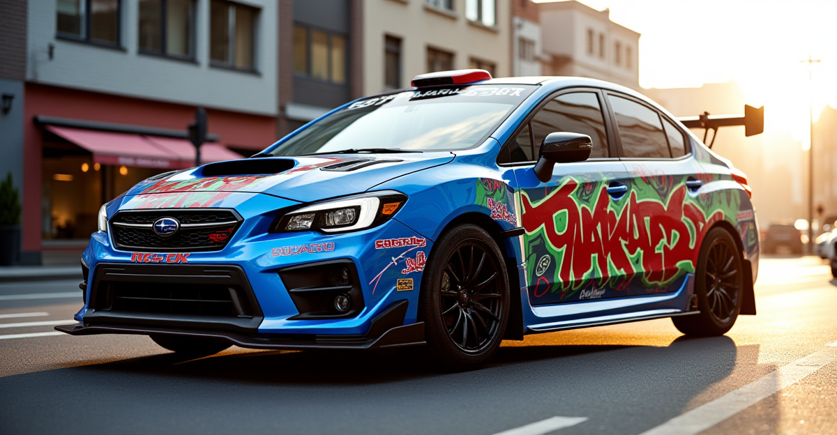 You are currently viewing Subaru WRX 2021 with rally-inspired livery with elements of street art painting