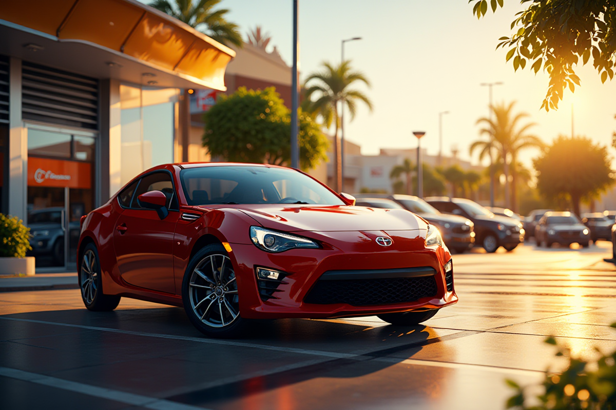 A diverse selection of cars for sale with price tags visible, showcasing various models and colors.