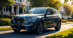 BMW SUVs prominently parked in a picturesque American suburban neighborhood, showcasing their popularity and luxury appeal.