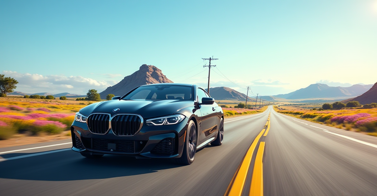 BMW cruising on scenic American roads, highlighting models that excel in performance and comfort.
